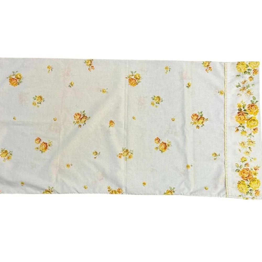 Vintage jc penny fashion manor yellow rose king size pillowcase